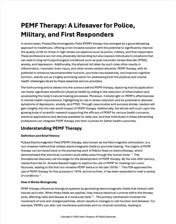 PEMF - Lifesaver for First Responders & Military
